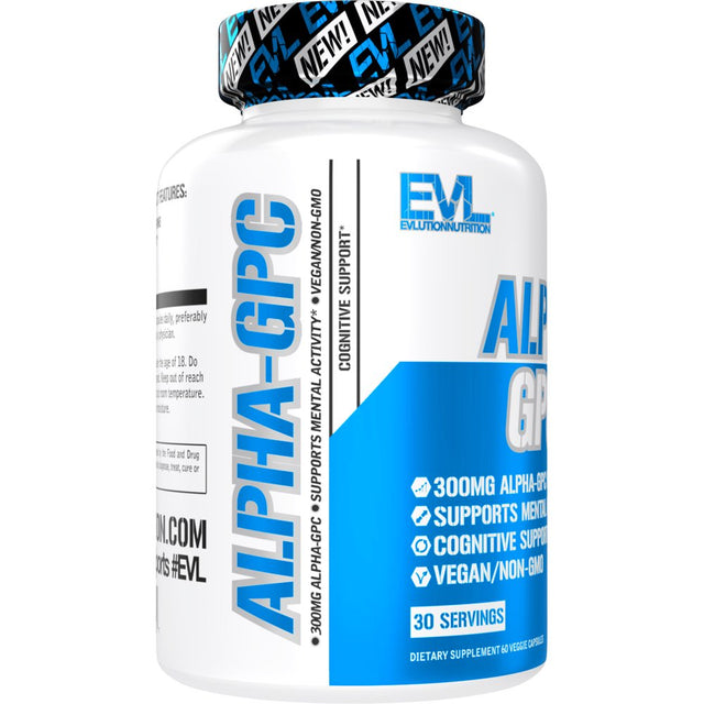 Alpha GPC 600Mg Nootropics Brain Support Supplement - Evlution Nutrition Alpha-Gpc Capsules 60Ct