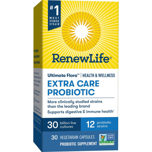 Renew Life Ultimate Flora Adult Extra Care Health & Wellness Probiotic 30 Billion CFU, 30 Capsules