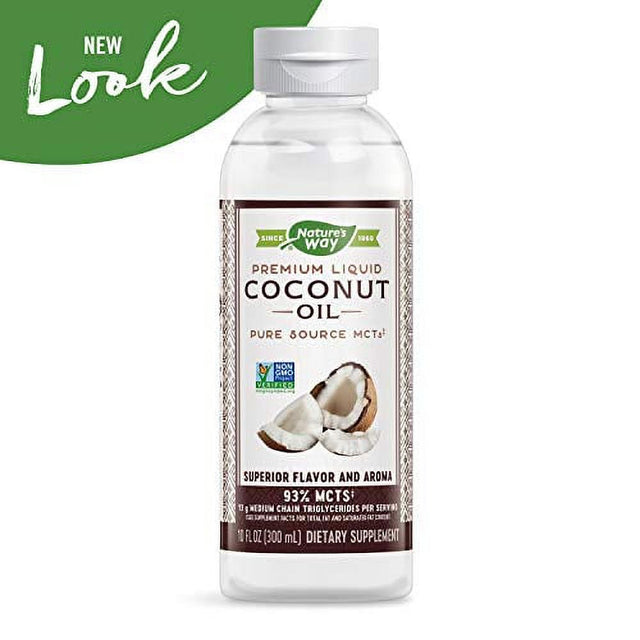 Natureâ€™S Way Premium Liquid Coconut Oil, Pure Source Mcts, Non-Gmo, 10 Fl. Oz.