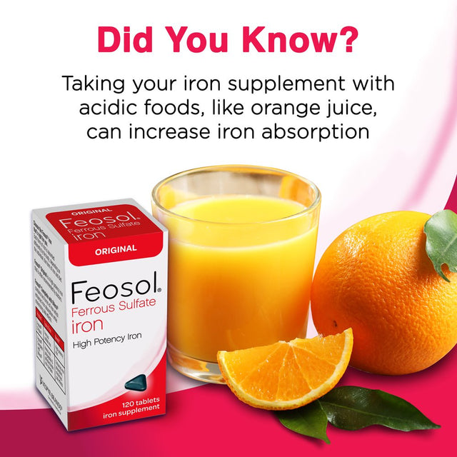 Feosol Original with Ferrous Sulfate Iron Supplement Tablets, 120 Ct