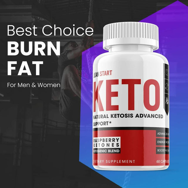 (1 Pack) Lean Start Keto - Supplement for Weight Loss - Energy & Focus Boosting Dietary Supplements for Weight Management & Metabolism - Advanced Fat Burn Raspberry Ketones Pills - 60 Capsules