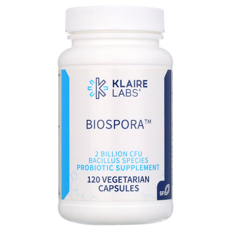 Klaire Labs Biospora Probiotic - Bacillus Coagulans & Subtilis 2 Billion CFU for Digestive & Immune Support - Soil-Based (SBO) & Shelf-Stable Spore Forming Probiotic for Men & Women (120 Capsules)