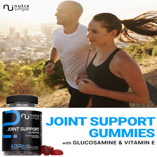 Joint Support Gummies Extra Strength Glucosamine & Vitamin E, Natural Flexibility & Joint Support Supplement - Best Cartilage & Immune Health Support for Women & Men - 60 Gummies