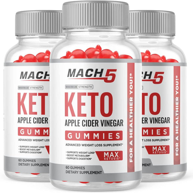 (3 Pack) Mach 5 Keto ACV Gummies - Supplement for Weight Loss - Energy & Focus Boosting Dietary Supplements for Weight Management & Metabolism - Fat Burn - 180 Gummies