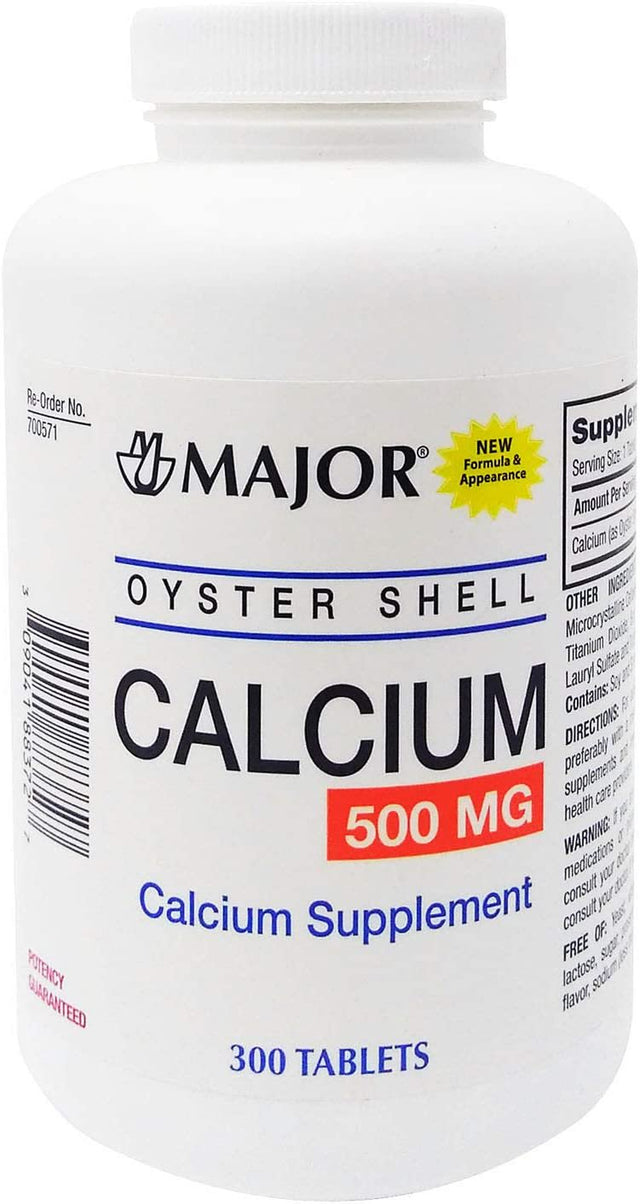 Major Oyster Shell Calcium 500 Mg 300 Ct | Calcium Gummies | Calcium Supplement | Bone Health Vitamins | Organic Calcium Supplement for Women | Prenatal Calcium