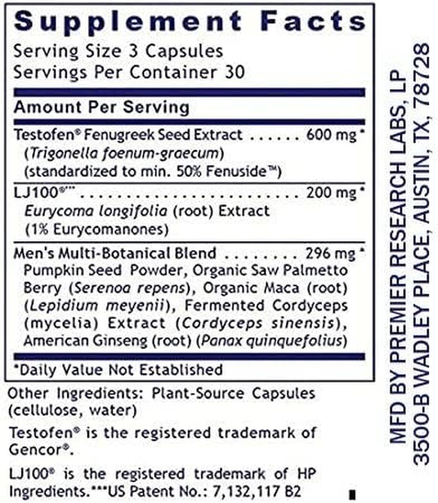 Premier Research Labs Testosterone Premium - for Vitality & Desire - with Saw Palmetto Berry, Maca & American Ginseng - Male Andropause Support - Vegan -90 Plant-Source Capsules