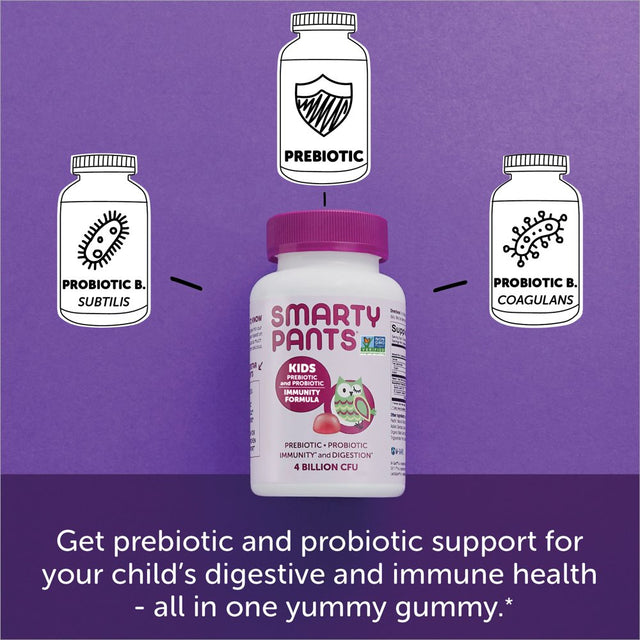 Smartypants Unisex Kids Prebiotic & Probiotic Immunity & Digestive Health Gummy Vitamins - Grape - 60 Ct