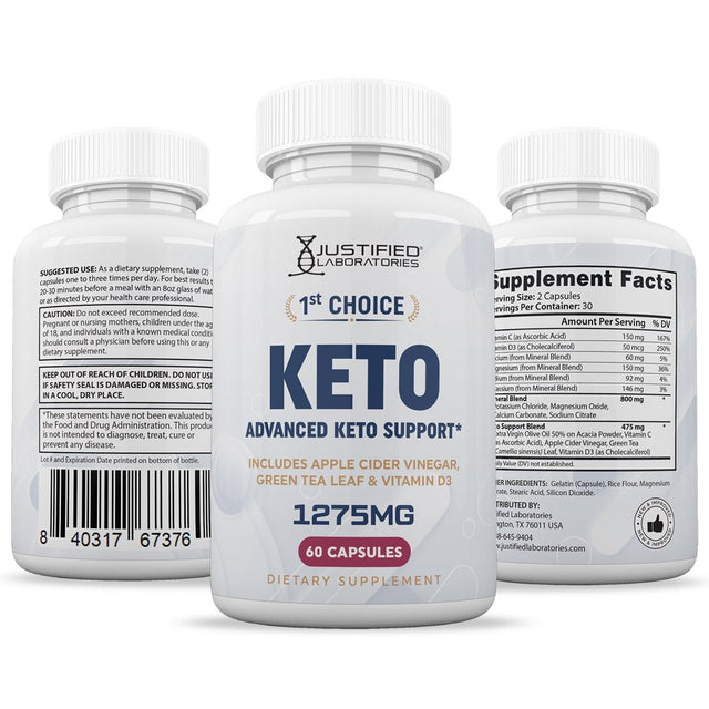 (5 Pack) 1St Choice Keto ACV Pills 1275Mg Alternative to Gummies Dietary Supplement 300 Capsules