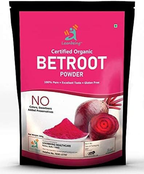 Leanbeing Beet Root Powder, 200 G , Spray Dried ,No Artificial Colors .Reduces Recovery Time ,Boosts Brain Health.