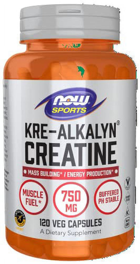 NOW Sports Nutrition, Kre-Alkalyn Creatine 750 Mg, Mass Building*/Energy Production*, 120 Veg Capsules