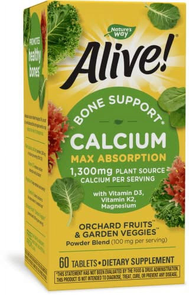 Natureâ€™S Way Alive! Calcium Bone Support*, Max Absorption, Plant Source Calcium, 60 Tablets