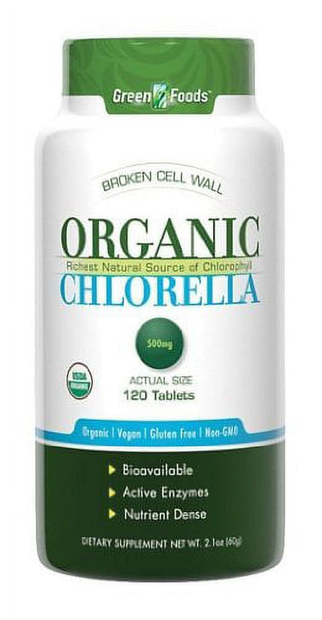 Green Foods Organic Chlorella 500 Mg, 120 Count