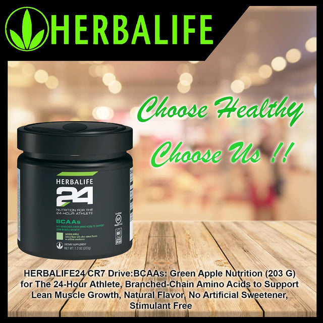 HERBALIFE24 Bcaas: Green Apple Nutrition (203 G) for the 24-Hour Athlete, Branched-Chain Amino Acids to Support Lean Muscle Growth, Natural Flavor, No Artificial Sweetener, Stimulant Free