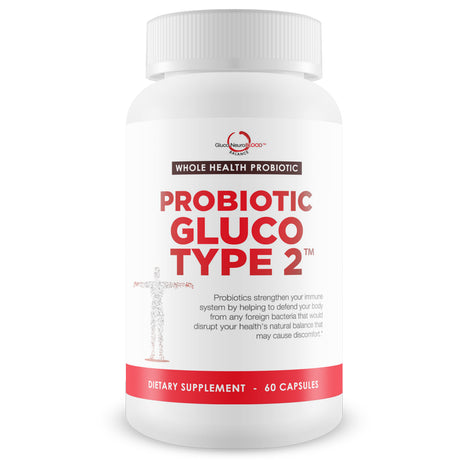 Probiotic Gluco Type 2 by Gluco Neuro Blood Balance - Blood Sugar Support Dietary Supplement with Probiotics for Immune Support - 30 Servings