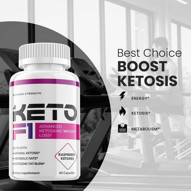 (2 Pack) Keto F1 - Supplement for Weight Loss - Energy & Focus Boosting Dietary Supplements for Weight Management & Metabolism - Advanced Fat Burn Raspberry Ketones Pills - 120 Capsules