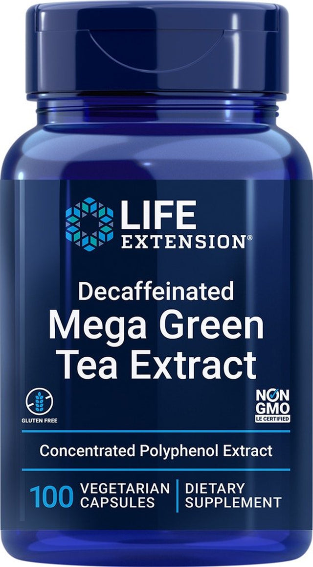 Life Extension Decaffeinated Mega Green Tea Extract -- 100 Vegetarian Capsules