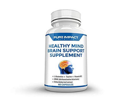 L Glutamine Capsules Brain Supplement | Memory Pills for Brain | Brain Booster Supplement for Focus Memory Clarity Energy | Vitamin B12 Supplement by Pure Impact Nutrition