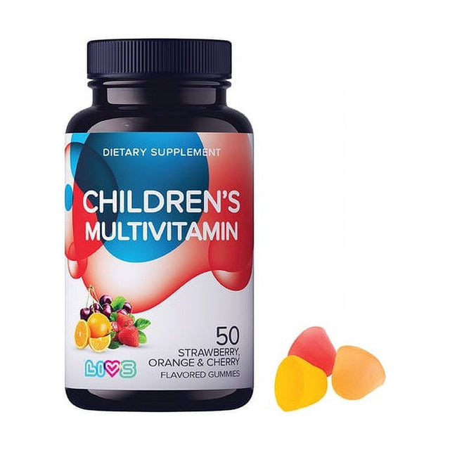 LIVS Children'S Multivitamin Dietary Supplement, 50 Strawberry, Orange & Cherry Flavored Gummies