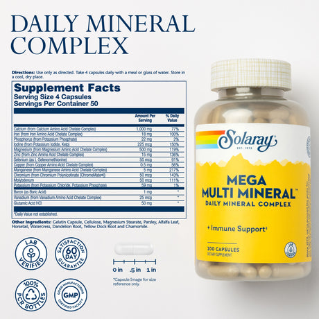 Solaray Mega Multi Mineral | 200 Capsules