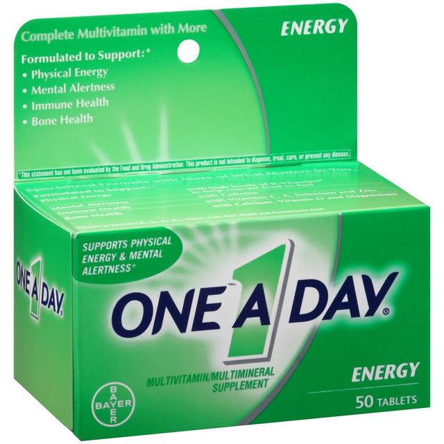 One a Day Energy, Multivitamin Supplement Including Caffeine, Vitamins A, C, E, B1, B2, B6, B12, Calcium and Vitamin D, 50 Ct.