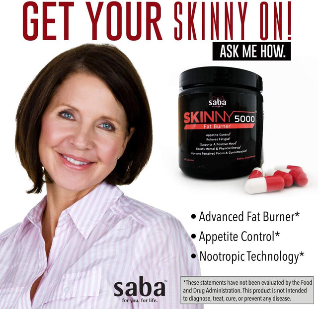 Saba Skinny 5000 -Fat Loss -Weight Loss-Appetite Control -Mild Jitter-Free Energy- Focus -60 Capsules