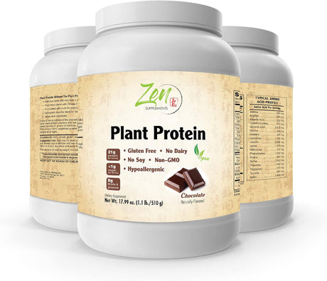 Plant Protein-Chocolate 510G 1.1LB -Powder - 23 Grams of Protein per Serving -Vegan, Low Net Carbs, Non Dairy, Gluten Free, Lactose Free, No Sugar Added, Soy Free, Kosher, Non-Gmo