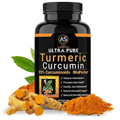 Angry Supplements Ultra Pure Turmeric Curcumin 95% Curcuminoids All-Natural Capsules (60 Count)