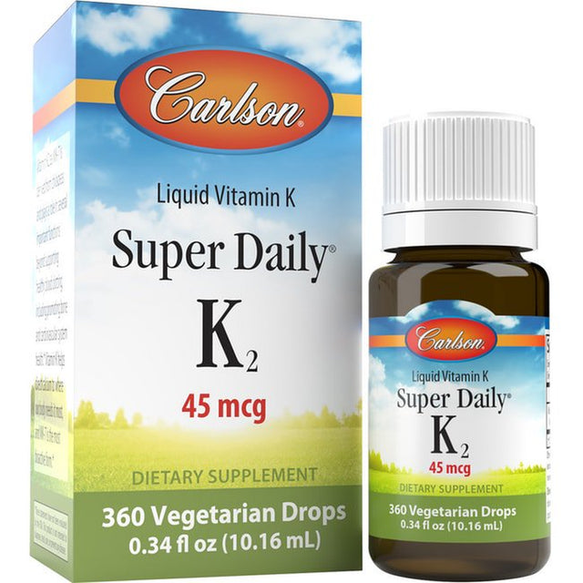 Carlson Liquid Vitamin K, Super Daily K2, 45 Mcg, 0.34 Fl Oz (10.16 Ml)