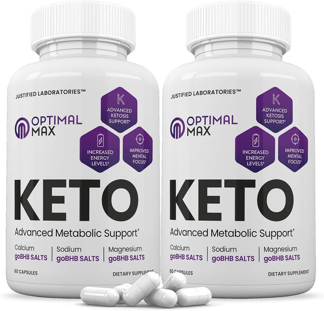 (2 Pack) Optimal Max Keto Pills Includes Apple Cider Vinegar Patented Gobhb® Exogenous Ketones Advanced Ketogenic Supplement Ketosis Support for Men Women 120 Capsules