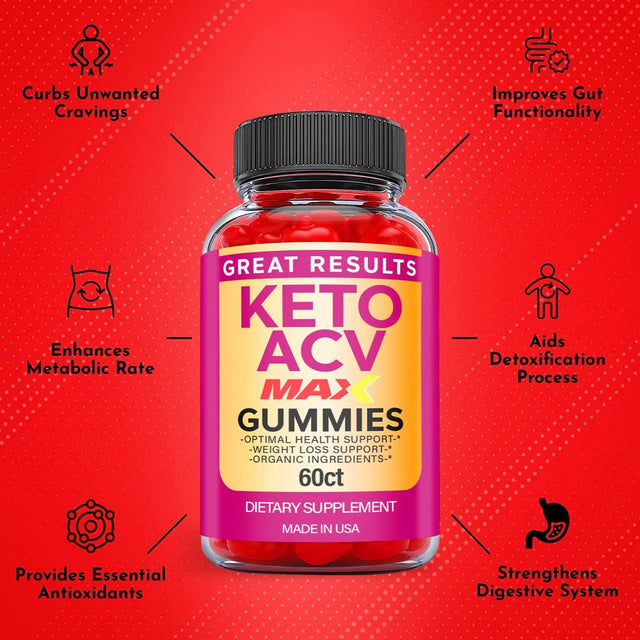 (5 Pack) Great Results Max Keto ACV Gummies - Supplement for Weight Loss - Energy & Focus Boosting Dietary Supplements for Weight Management & Metabolism - Fat Burn - 300 Gummies