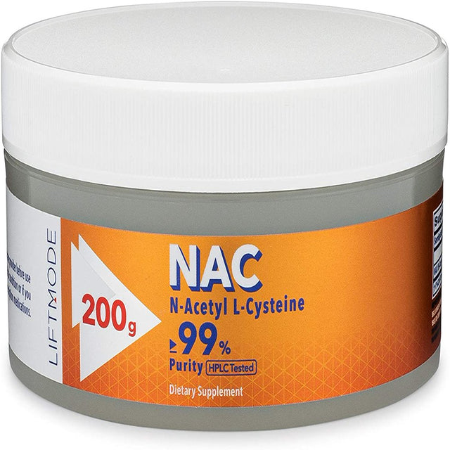 Liftmode NAC (N-Acetyl L-Cysteine) Powder Supplement - Powerful Antioxidant, Boosts Mood, Liver & Kidney Health | Vegetarian, Vegan, Non-Gmo, Gluten Free - 200 Grams (308 Servings)