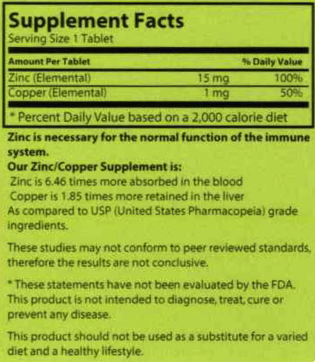 ZINC & Copper - LAB Tested for Highest Purity! Fast Absorption, 100% Organic Natural Ingredients - Massive Immune Support - Repair Heart & Body! - Vegan Tablets (60Ct)