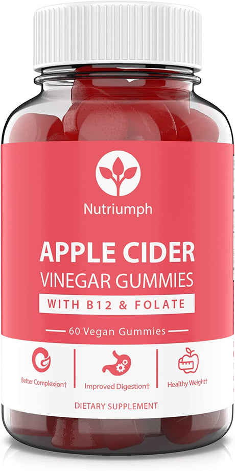 Apple Cider Vinegar Gummies with the Mother Vegan – Weight Loss, Detox, Immune Support, Skin, Hair and Nails – Men & Women – with Vitamin B12 & Folate – 60 ACV Gummy Vitamins