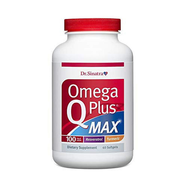 Dr. Sinatra’S Omega Q plus MAX – Advanced Heart Health and Healthy Aging Support for Healthy Cholesterol, Blood Pressure, Triglycerides, Blood Sugar with 100Mg of Coq10 and Turmeric (60 Softgels)