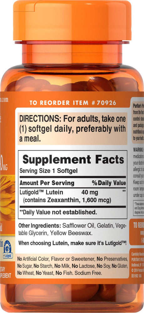 Lutein 40 Mg with Zeaxanthin, 120 Softgels by Puritan'S Pride