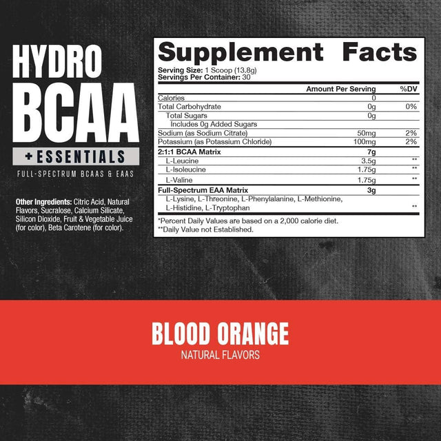 Prosupps® Hydrobcaa® BCAA/EAA Full Spectrum Matrix, 7G Bcaas, 3G EAAS, 0G Sugar, 0G Carbs, (30 Servings, Blood Orange Flavor)