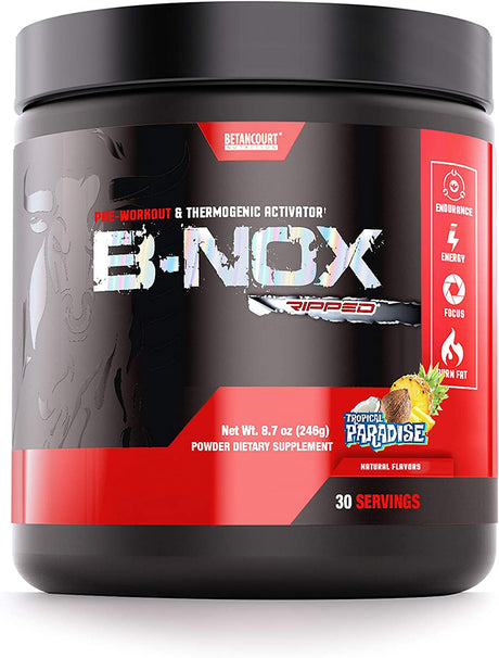 Betancourt Nutrition B-Nox Pre Workout Thermogenic Activator | L-Carnitine, Beta Alanine | Endurance & Lean Muscle Gains | 30 Servings (Tropical Paradise)