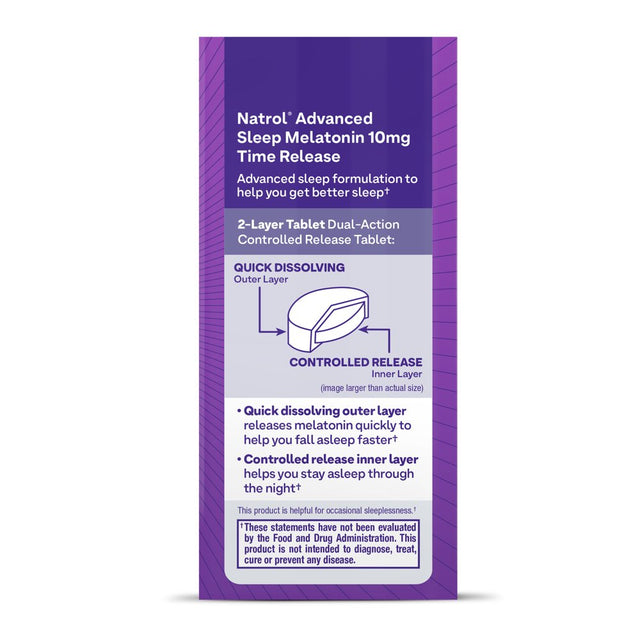 Natrol Melatonin Advanced Sleep Aid Time Release Tablets, Drug-Free, 10Mg, 75 Count