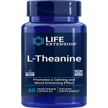 Life Extension L-Theanine, Amino Acid Theanine, Calm, Relaxation, Mood, Gluten-Free, Non-Gmo, Vegetarian, 100 Mg, 60 Capsules