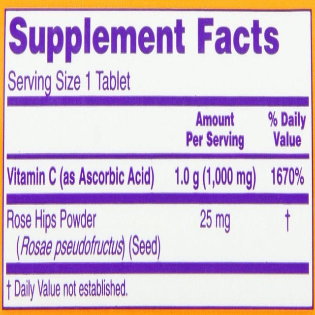 NOW Foods Vitamin C-1000 Sustained Release with Rose Hips, 250 Tablets