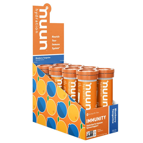 Nuun Immunity: Antioxidant Immune Support Hydration Supplement with Vitamin C, Zinc, Turmeric, Elderberry, Ginger, Echinacea, and Electrolytes. Flavor: Blueberry Tangerine, Pack of 8 (80 Servings)