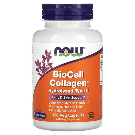 NOW Foods Biocell Collagen, Hydrolyzed Type II, 120 Veg Capsules