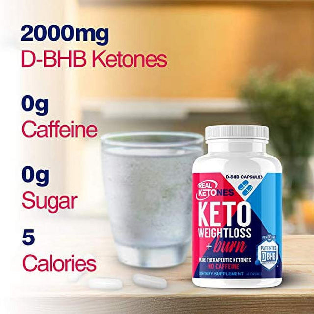 Real Ketones Day & Nighttime Keto Pills Bundle - Exogenous BHB Supplement Capsules for AM & Sleep PM Ketosis, 30 Day Supply of Each 2000Mg of D BHB