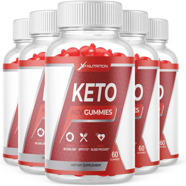 (5 Pack) XP Nutrition Keto ACV Gummies - Supplement for Weight Loss - Energy & Focus Boosting Dietary Supplements for Weight Management & Metabolism - Fat Burn - 300 Gummies