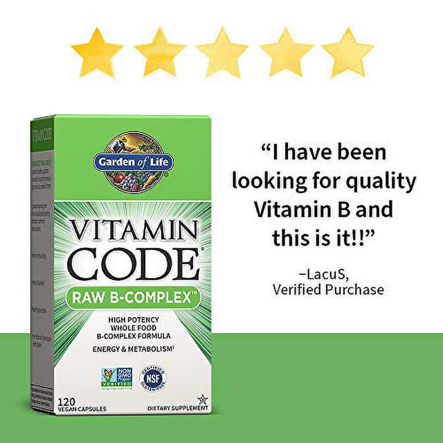 Garden of Life Vitamin B Complex - Vitamin Code Raw B Vitamin Whole Food Supplement, Vegan, 120 Capsules 120 Count