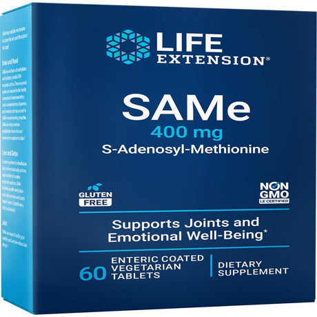 Life Extension Same, 400Mg - Mood, Joint & Liver Support - Gluten-Free, Non-Gmo - 60 Enteric-Coated Vegetarian Tablets