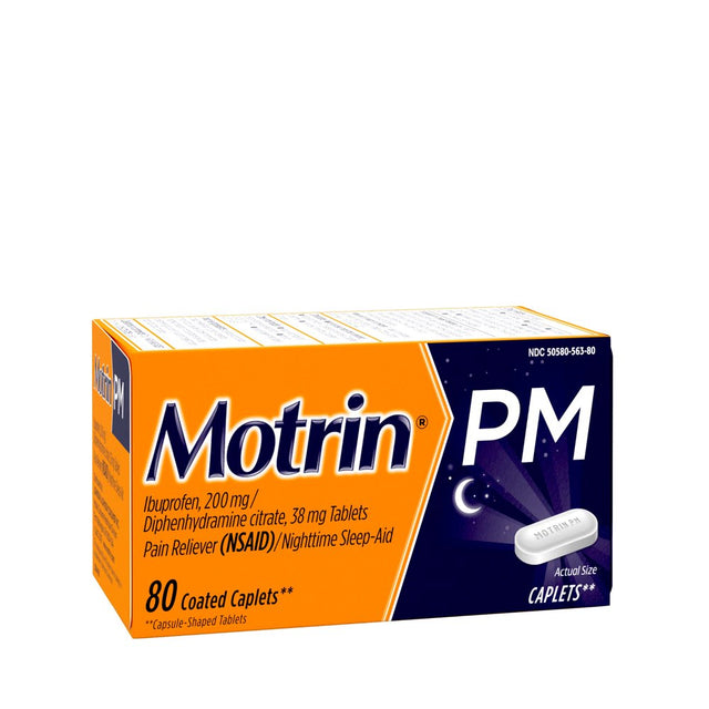 Motrin PM Caplets, 200 Mg Ibuprofen & 38 Mg Sleep Aid, 80 Ct