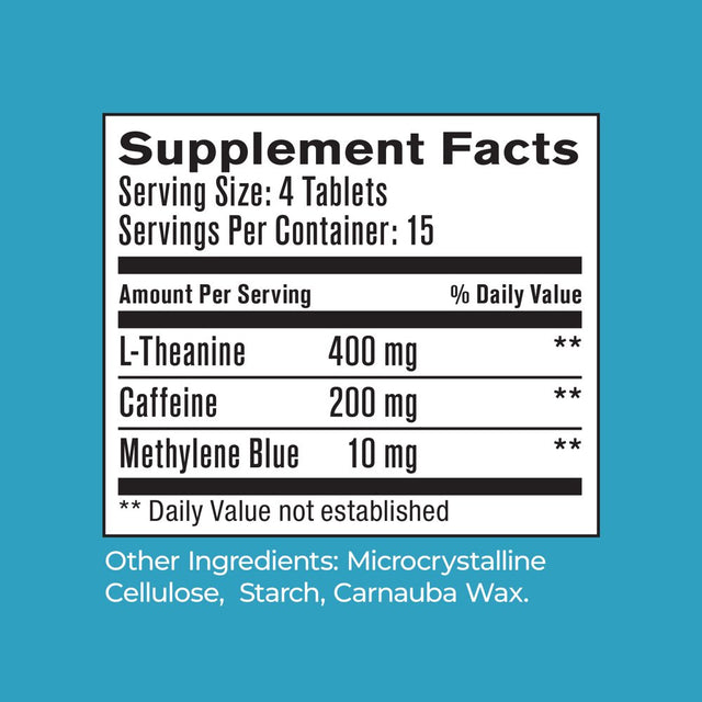 Best 365 Labs Maximum Strength Brain Support - Methylene Blue, Caffeine, and L-Theanine - Improve Focus and Memory - Unlock Your Brain’S Potential - 60 Tablets