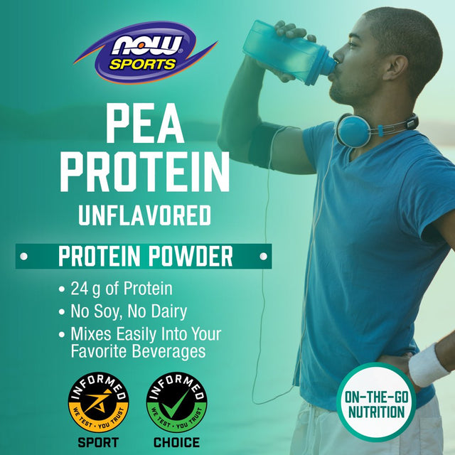 NOW Sports Nutrition, Pea Protein 24G, Fast Absorbing, Unflavored Powder, 7-Pound