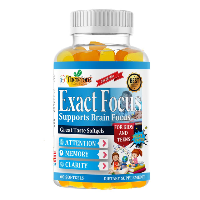 Exact Focus Kids Brain Booster Supplement Supports Memory, Focus, Attention & Clarity Omega 3 for Kids, Teens & Children Brain Support Tasty Easy-To-Swallow 60 Gummy Vitamins